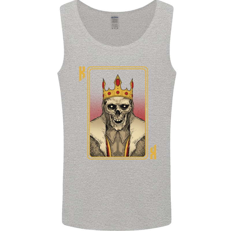 King Playing Card Gothic Skull Poker Mens Vest Tank Top Sports Grey