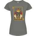King Playing Card Gothic Skull Poker Womens Petite Cut T-Shirt Charcoal