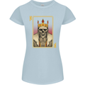 King Playing Card Gothic Skull Poker Womens Petite Cut T-Shirt Light Blue