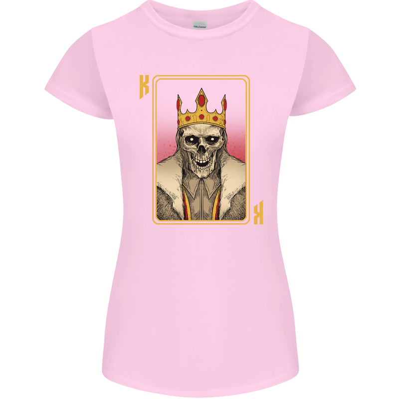 King Playing Card Gothic Skull Poker Womens Petite Cut T-Shirt Light Pink