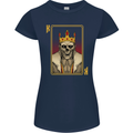 King Playing Card Gothic Skull Poker Womens Petite Cut T-Shirt Navy Blue