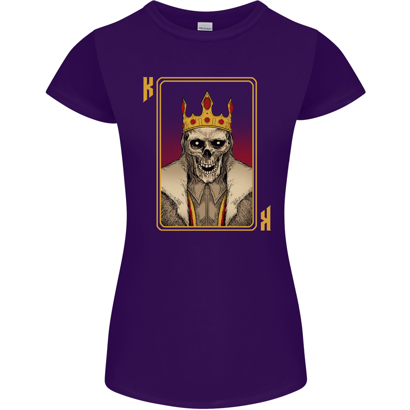 King Playing Card Gothic Skull Poker Womens Petite Cut T-Shirt Purple