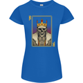 King Playing Card Gothic Skull Poker Womens Petite Cut T-Shirt Royal Blue