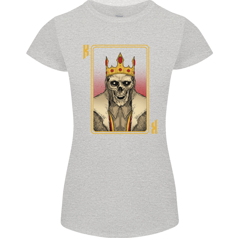 King Playing Card Gothic Skull Poker Womens Petite Cut T-Shirt Sports Grey