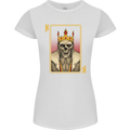 King Playing Card Gothic Skull Poker Womens Petite Cut T-Shirt White