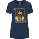 King Playing Card Gothic Skull Poker Womens Wider Cut T-Shirt Navy Blue
