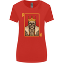 King Playing Card Gothic Skull Poker Womens Wider Cut T-Shirt Red