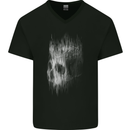 King Skull Gothic Biker Tattoo Tribal Mens V-Neck Cotton T-Shirt Black