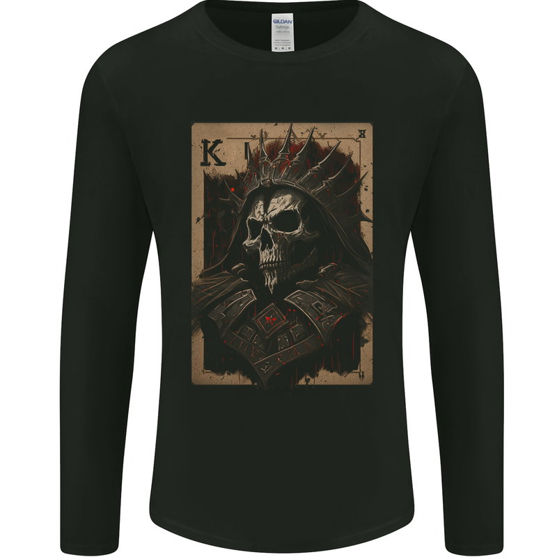 King of Cards Skull King Gothic Playing Mens Long Sleeve T-Shirt Black