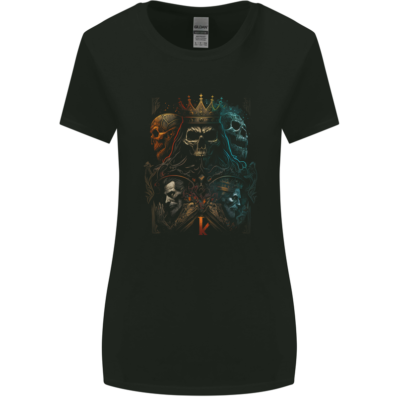 King of Kings Gothic Skull Heavy Metal Rock Womens Wider Cut T-Shirt Black