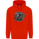 King of the Road Motorcycle Skull Biker Childrens Kids Hoodie Bright Red
