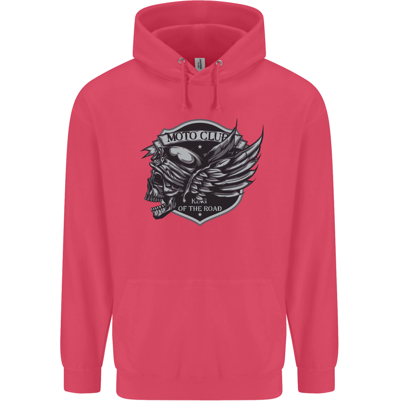 King of the Road Motorcycle Skull Biker Childrens Kids Hoodie Heliconia
