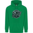King of the Road Motorcycle Skull Biker Childrens Kids Hoodie Irish Green