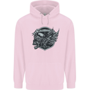 King of the Road Motorcycle Skull Biker Childrens Kids Hoodie Light Pink