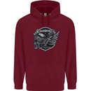 King of the Road Motorcycle Skull Biker Childrens Kids Hoodie Maroon
