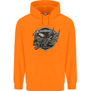 King of the Road Motorcycle Skull Biker Childrens Kids Hoodie Orange