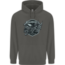 King of the Road Motorcycle Skull Biker Childrens Kids Hoodie Storm Grey