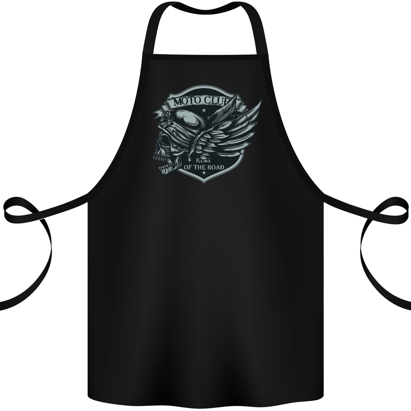 King of the Road Motorcycle Skull Biker Cotton Apron 100% Organic Black