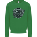 King of the Road Motorcycle Skull Biker Kids Sweatshirt Jumper Irish Green