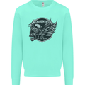 King of the Road Motorcycle Skull Biker Kids Sweatshirt Jumper Peppermint
