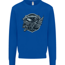 King of the Road Motorcycle Skull Biker Kids Sweatshirt Jumper Royal Blue