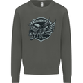 King of the Road Motorcycle Skull Biker Kids Sweatshirt Jumper Storm Grey