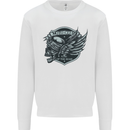 King of the Road Motorcycle Skull Biker Kids Sweatshirt Jumper White