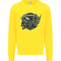 King of the Road Motorcycle Skull Biker Kids Sweatshirt Jumper Yellow