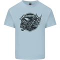King of the Road Motorcycle Skull Biker Kids T-Shirt Childrens Light Blue