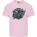 King of the Road Motorcycle Skull Biker Kids T-Shirt Childrens Light Pink