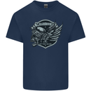 King of the Road Motorcycle Skull Biker Kids T-Shirt Childrens Navy Blue