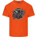 King of the Road Motorcycle Skull Biker Kids T-Shirt Childrens Orange