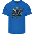 King of the Road Motorcycle Skull Biker Kids T-Shirt Childrens Royal Blue