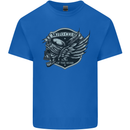King of the Road Motorcycle Skull Biker Kids T-Shirt Childrens Royal Blue
