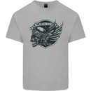 King of the Road Motorcycle Skull Biker Kids T-Shirt Childrens Sports Grey
