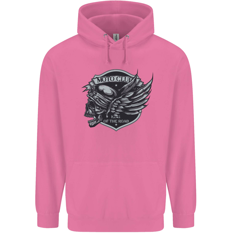 King of the Road Motorcycle Skull Biker Mens 80% Cotton Hoodie Azelea
