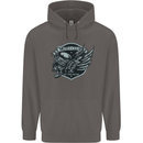 King of the Road Motorcycle Skull Biker Mens 80% Cotton Hoodie Charcoal