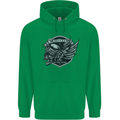 King of the Road Motorcycle Skull Biker Mens 80% Cotton Hoodie Irish Green