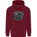 King of the Road Motorcycle Skull Biker Mens 80% Cotton Hoodie Maroon