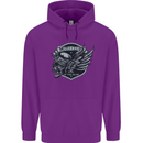King of the Road Motorcycle Skull Biker Mens 80% Cotton Hoodie Purple