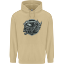 King of the Road Motorcycle Skull Biker Mens 80% Cotton Hoodie Sand