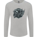 King of the Road Motorcycle Skull Biker Mens Long Sleeve T-Shirt Sports Grey