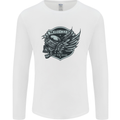 King of the Road Motorcycle Skull Biker Mens Long Sleeve T-Shirt White