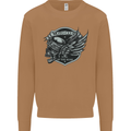 King of the Road Motorcycle Skull Biker Mens Sweatshirt Jumper Caramel Latte