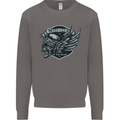 King of the Road Motorcycle Skull Biker Mens Sweatshirt Jumper Charcoal