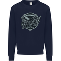 King of the Road Motorcycle Skull Biker Mens Sweatshirt Jumper Navy Blue