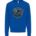 King of the Road Motorcycle Skull Biker Mens Sweatshirt Jumper Royal Blue