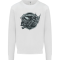 King of the Road Motorcycle Skull Biker Mens Sweatshirt Jumper White