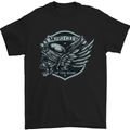 King of the Road Motorcycle Skull Biker Mens T-Shirt Cotton Gildan Black