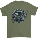King of the Road Motorcycle Skull Biker Mens T-Shirt Cotton Gildan Military Green